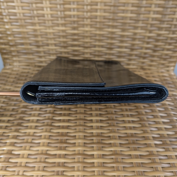 Halogen Black Patent Leather Envelope Style Clutch Wristlet Bag Purse Wallet - Picture 13 of 16